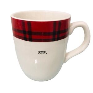 Rae Dunn SIP Mug Red Plaid Christmas Holiday